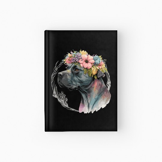 Cute Cane Corso Flower Crown Pet Dog Breed Puppy Hardcover Journal