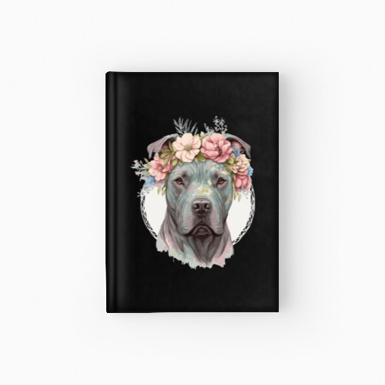 Cute Cane Corso Flower Crown Pet Dog Puppy Hardcover Journal