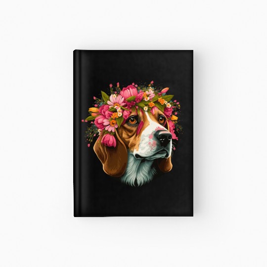 Cute Beagle Flower Crown Pet Dog Breed Puppy Hardcover Journal