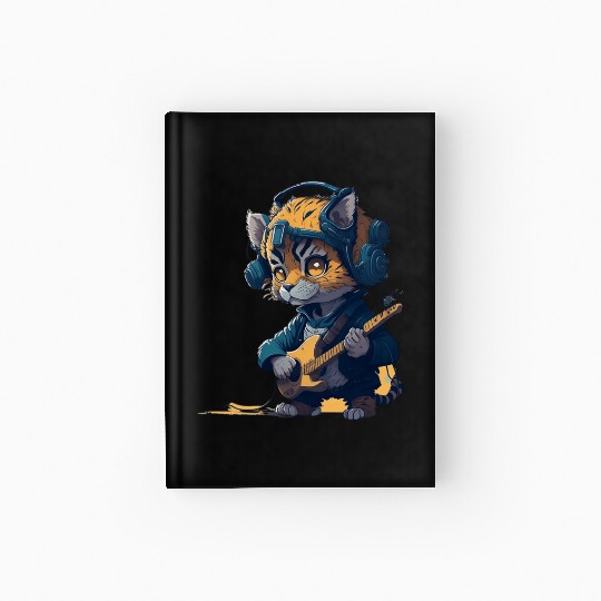 baby tiger playing electric guitar Hardcover Journal