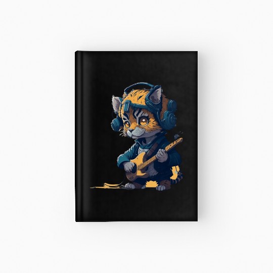 baby tiger playing electric guitar Hardcover Journal