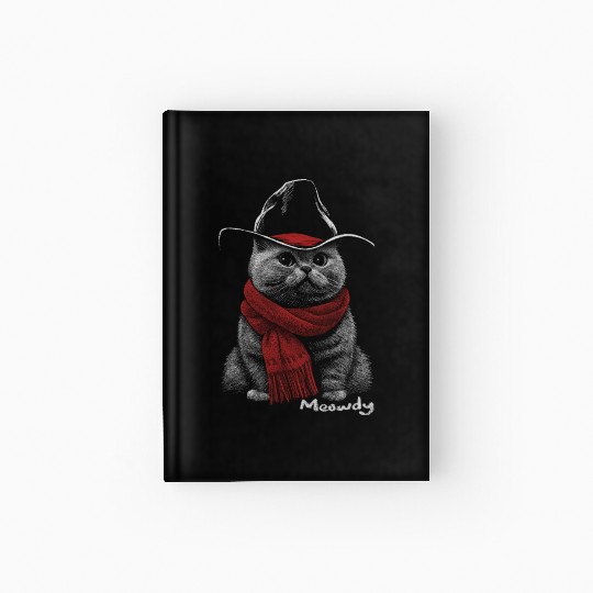 Cute Chonk Cat Meowdy Cat w/ Cowboy Hat from Texas Hardcover Journal