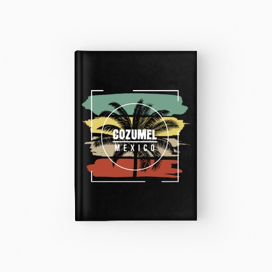 Cozumel Mexico Artistic Palm Tree Retro Hardcover Journal