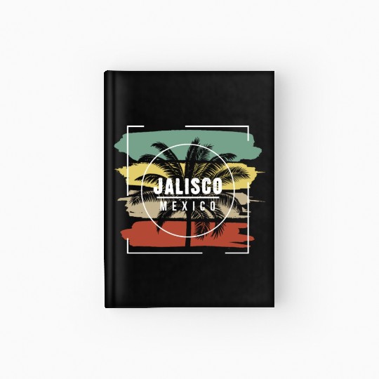 Jalisco Mexico Artistic Palm Tree Retro Hardcover Journal