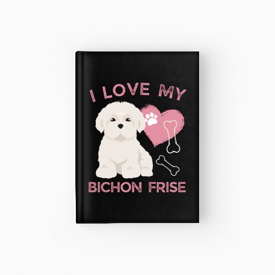 Cute puppy Bichon Frise Valentines Dog lover dogs Hardcover Journal