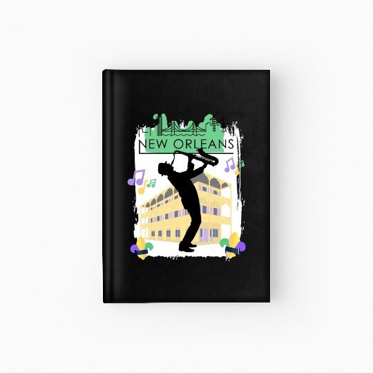 Mardi Gras New Orleans Louisiana City Jazz Music Hardcover Journal