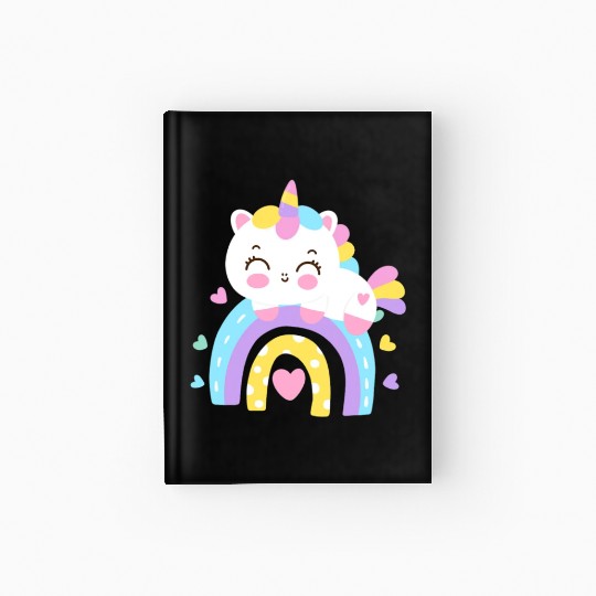Sweet Kawaii Rainbow Unicorn Cute Girl Gift Hardcover Journal