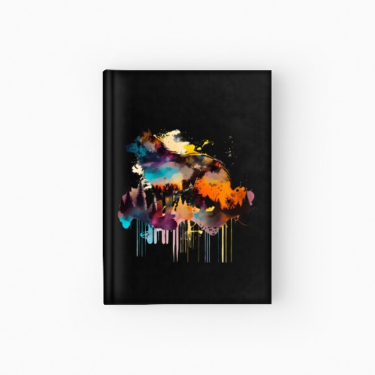 Mountain Wolf Multicolor Watercolor Portrait Hardcover Journal