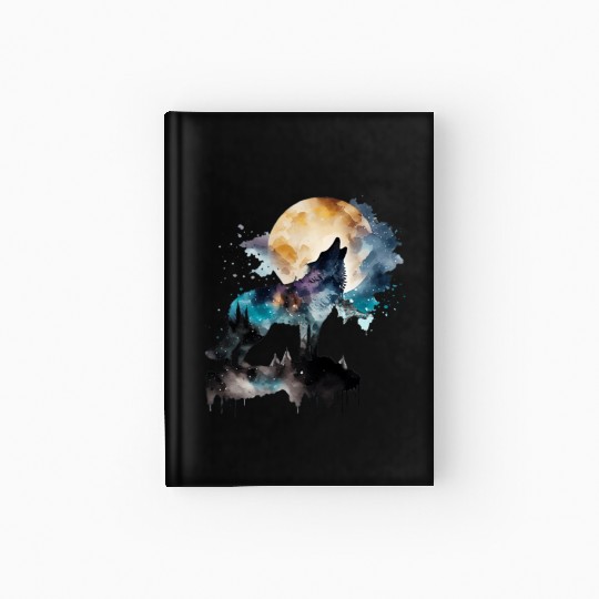 Mountain Wolf Multicolor Watercolor Portrait Hardcover Journal