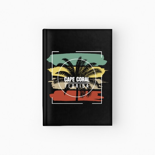 Cape Coral Florida Artistic Palm Tree Retro Hardcover Journal