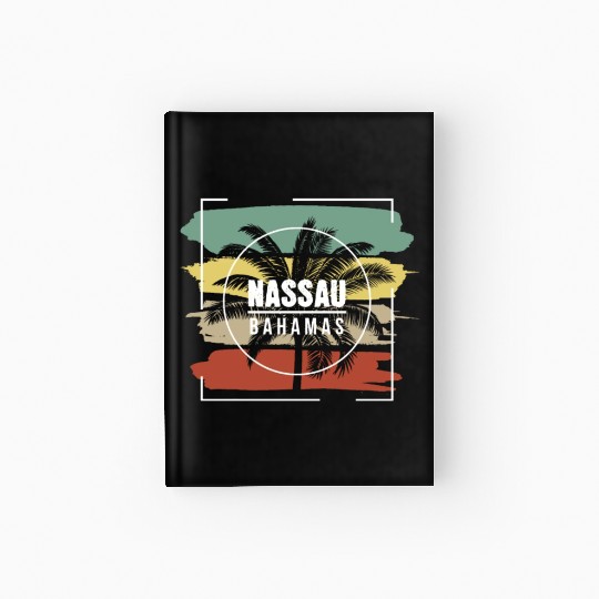 Nassau Bahamas Artistic Palm Tree Retro Hardcover Journal