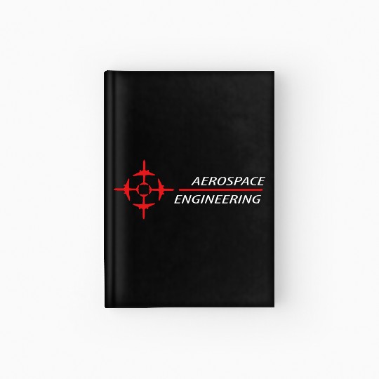 aerospace engineering text, aircraft logo Hardcover Journal