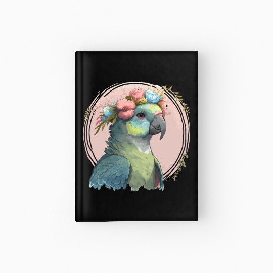 Cute Hahn's Macaw Bird Flower Crown Pet Birds Hardcover Journal