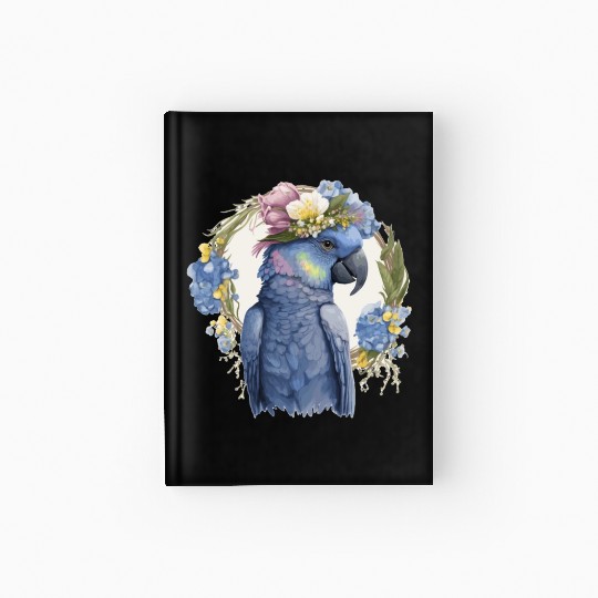 Cute Hyacinth Macaw Parrot Bird Flower Crown Pet B Hardcover Journal