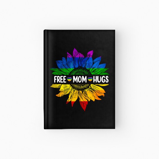 Rainbow Free Mom Hugs Gay Pride Lgbt Daisy Flower Hardcover Journal