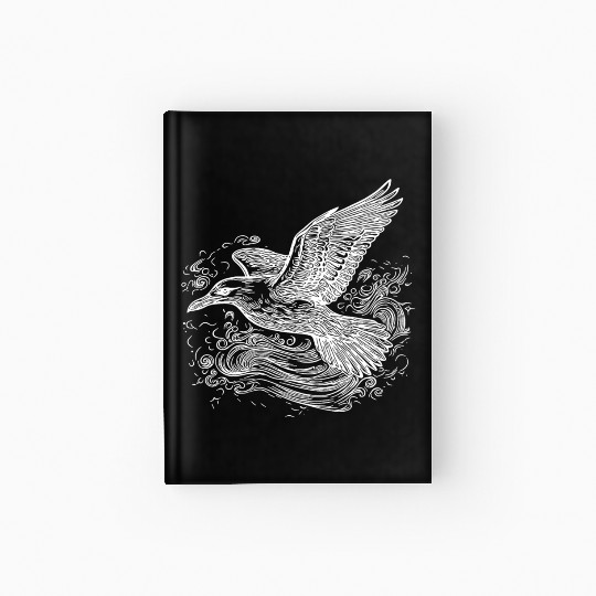 Elegant Flying Seagull Over The Water Hardcover Journal