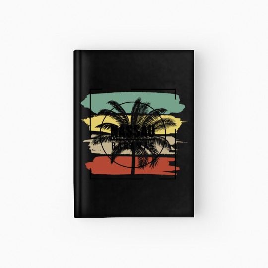Nassau Bahamas Palm Tree Retro Artistic Hardcover Journal