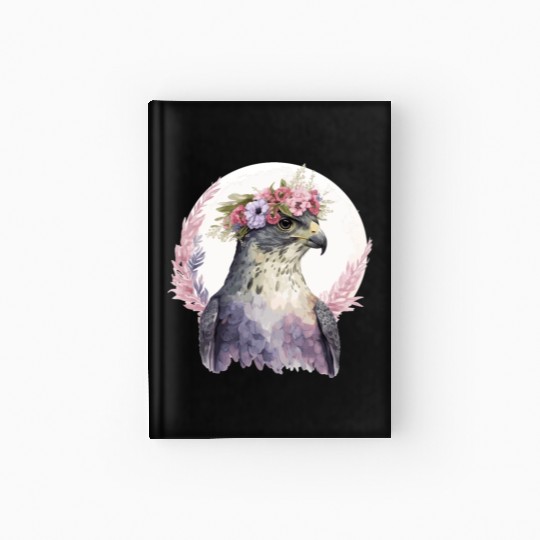 Falcon Birds Of Prey Flower Crown Floral Bird Watc Hardcover Journal