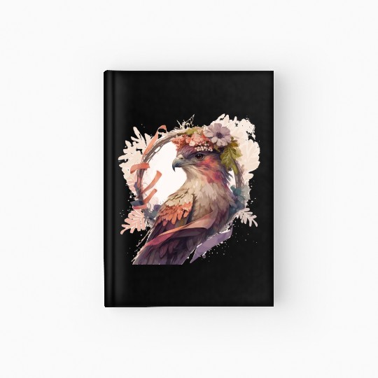 Birds Of Prey Kite Bird Flower Crown Floral Hardcover Journal