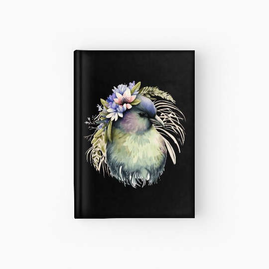 Cute Kiwi Bird Flower Crown Floral Exotic Birds Hardcover Journal