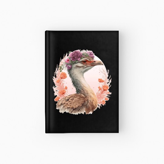 Cute Bustard Bird Watching Flower Crown Floral Bir Hardcover Journal