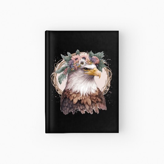 Watercolor Bald Eagle Flower Crown Floral Bird Wat Hardcover Journal