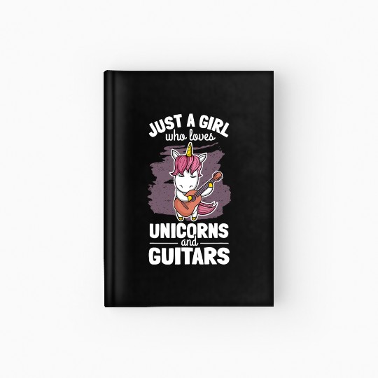 Cute Unicorn Guitar Player Woman Magical Girl Hardcover Journal