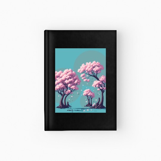 Cherry Blossom tress with falling flowers Hardcover Journal