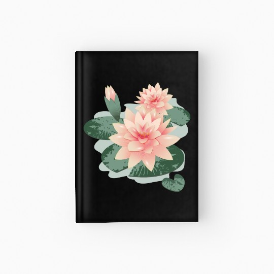 Water lily flower with bud in water lily pond Hardcover Journal