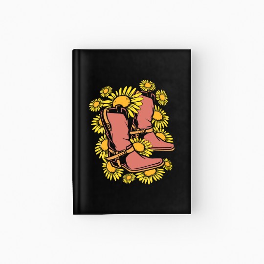 Garden Boots Sunflower Floral Florist For Women Hardcover Journal