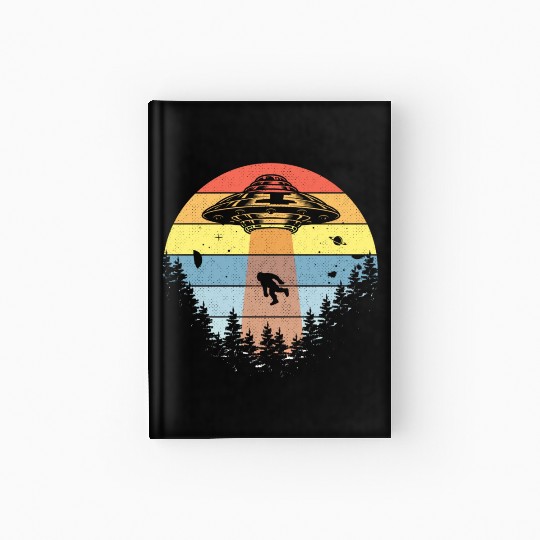 Retro Vintage Sunset Bigfoot Yeti Hardcover Journal