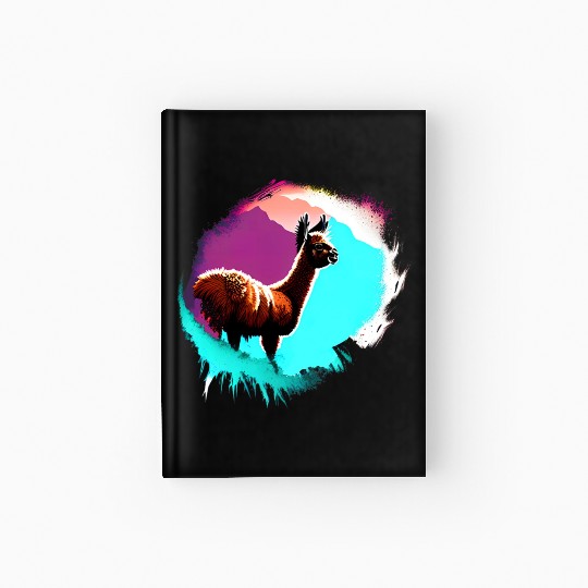 Cute Vintage Ink Splash Llama Retro Llama Hardcover Journal