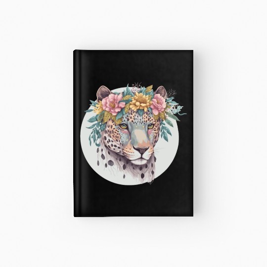 Floral Jaguar Flower Crown Watercolor Animal Hardcover Journal