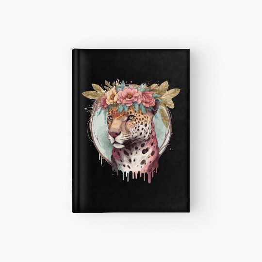 Flower Crown Jaguar Floral Animal Lovers Hardcover Journal