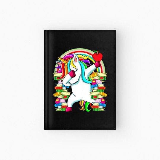 Womens Reading Teacher Dabbing Unicorn Elementary Hardcover Journal