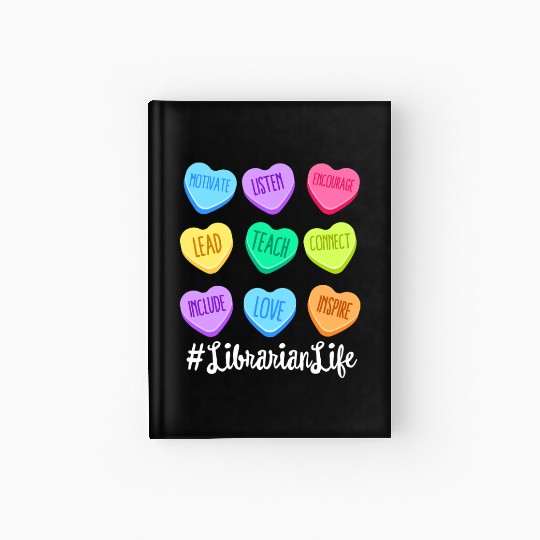 Librarian Life Teacher Valentines Day Pastel Candy Hardcover Journal