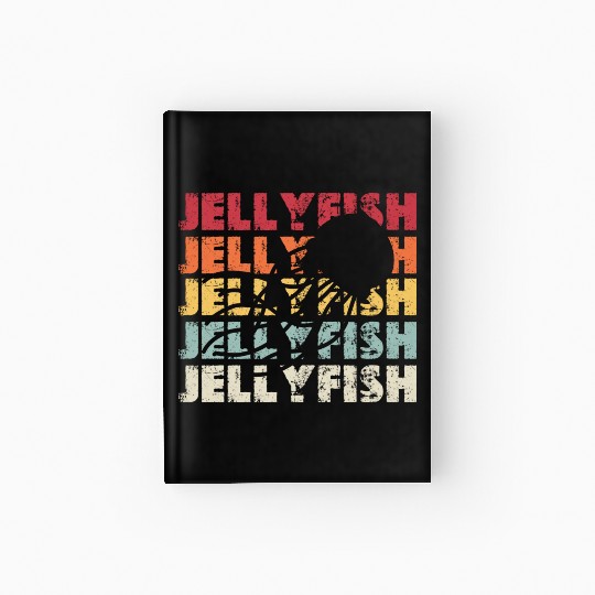 Retro Jellyfish Silhouette Men Women Ocean Lover Hardcover Journal