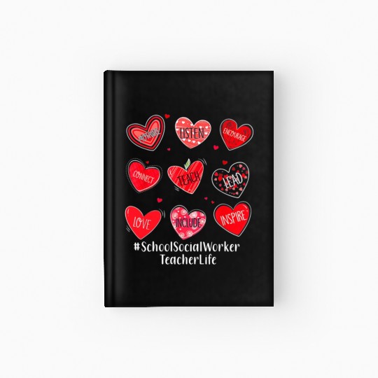 School Social Worker Teacher Hearts Valentine Vale Hardcover Journal