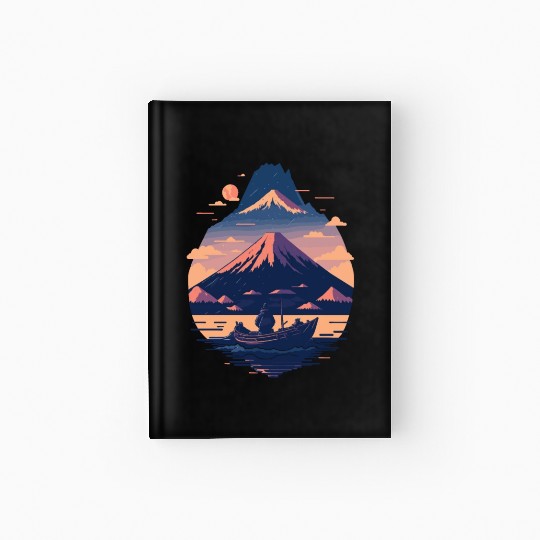 Serene Mount Fuji Sunset Peaceful River Scenery Hardcover Journal