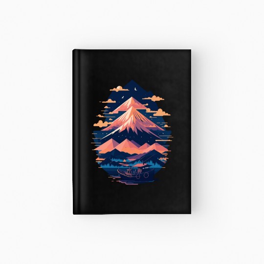 Serene Mount Fuji Sunset Peaceful River Scenery Hardcover Journal