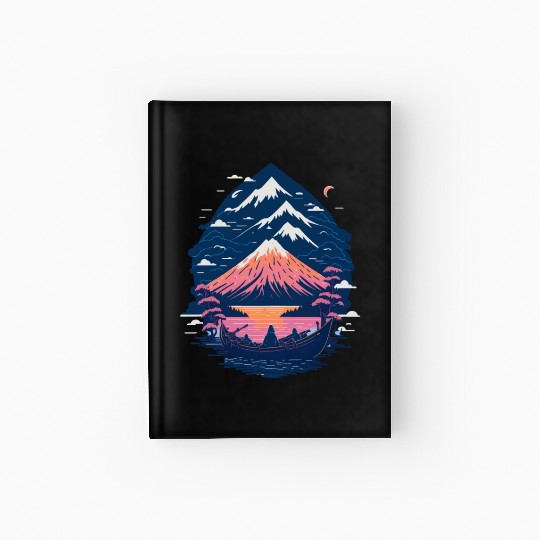 Serene Mount Fuji Sunset Peaceful River Scenery Hardcover Journal