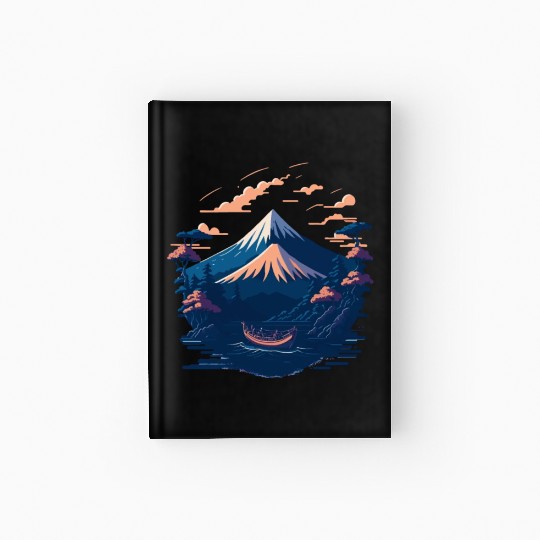 Serene Mount Fuji Sunset Peaceful River Scenery Hardcover Journal