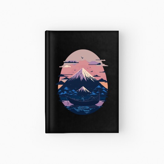 Serene Mount Fuji Sunset Peaceful River Scenery Hardcover Journal