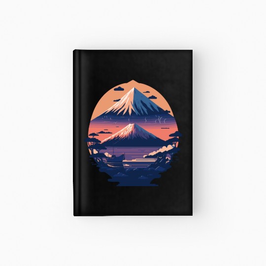 Serene Mount Fuji Sunset Peaceful River Scenery Hardcover Journal