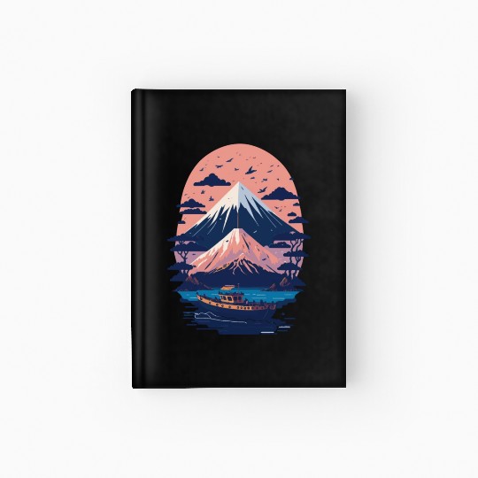 Serene Mount Fuji Sunset Peaceful River Scenery Hardcover Journal