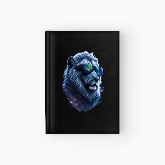 Silver Lion in Space: The Coolest Cat with Shades Hardcover Journal