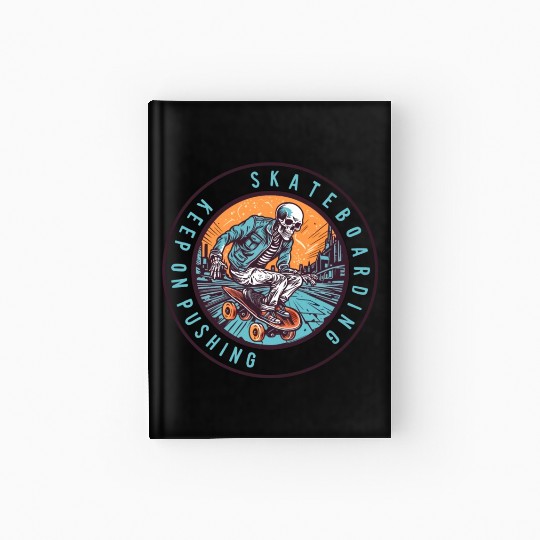Skull Skeleton Skateboard Skater Gift Idea Hardcover Journal