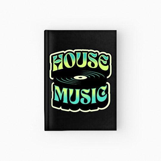 HOUSE MUSIC - Groovy Vinyl (teal/lime) Hardcover Journal