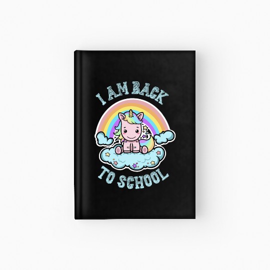 Funny Back to School Kawaii Rainbow Unicorn Hardcover Journal