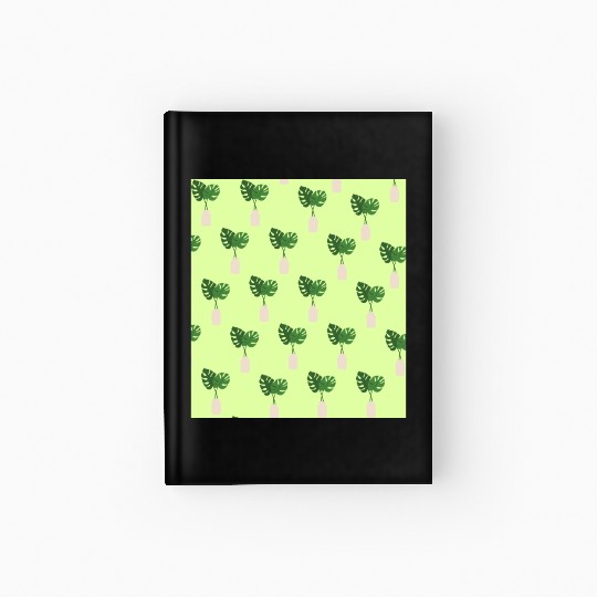 Green Tropical Palm Leaves In A Grey Vessel Hardcover Journal